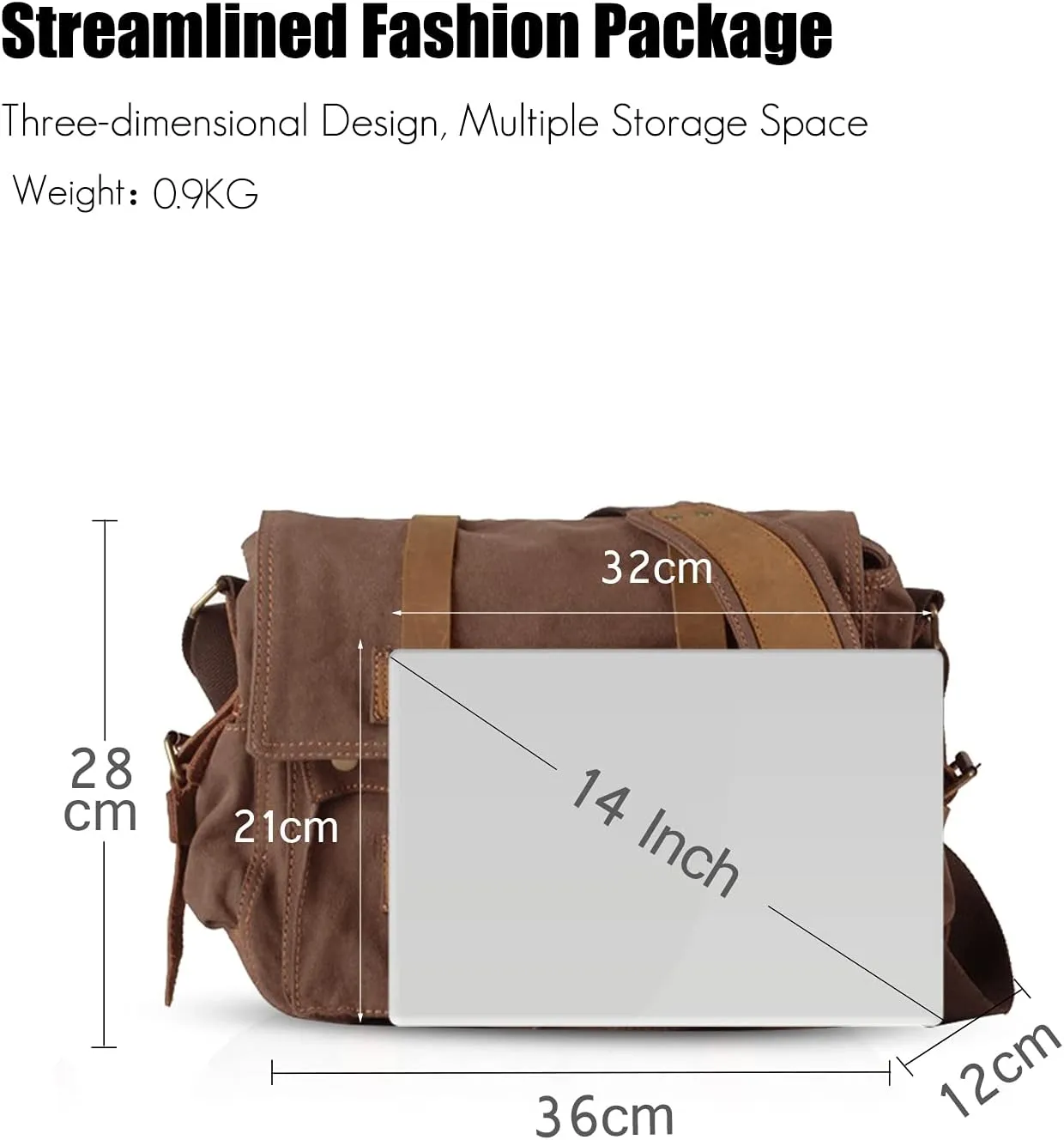 New Vintage Messenger Bag Satchel Bag bag Bookbag Casual Travel Shoulder Bag