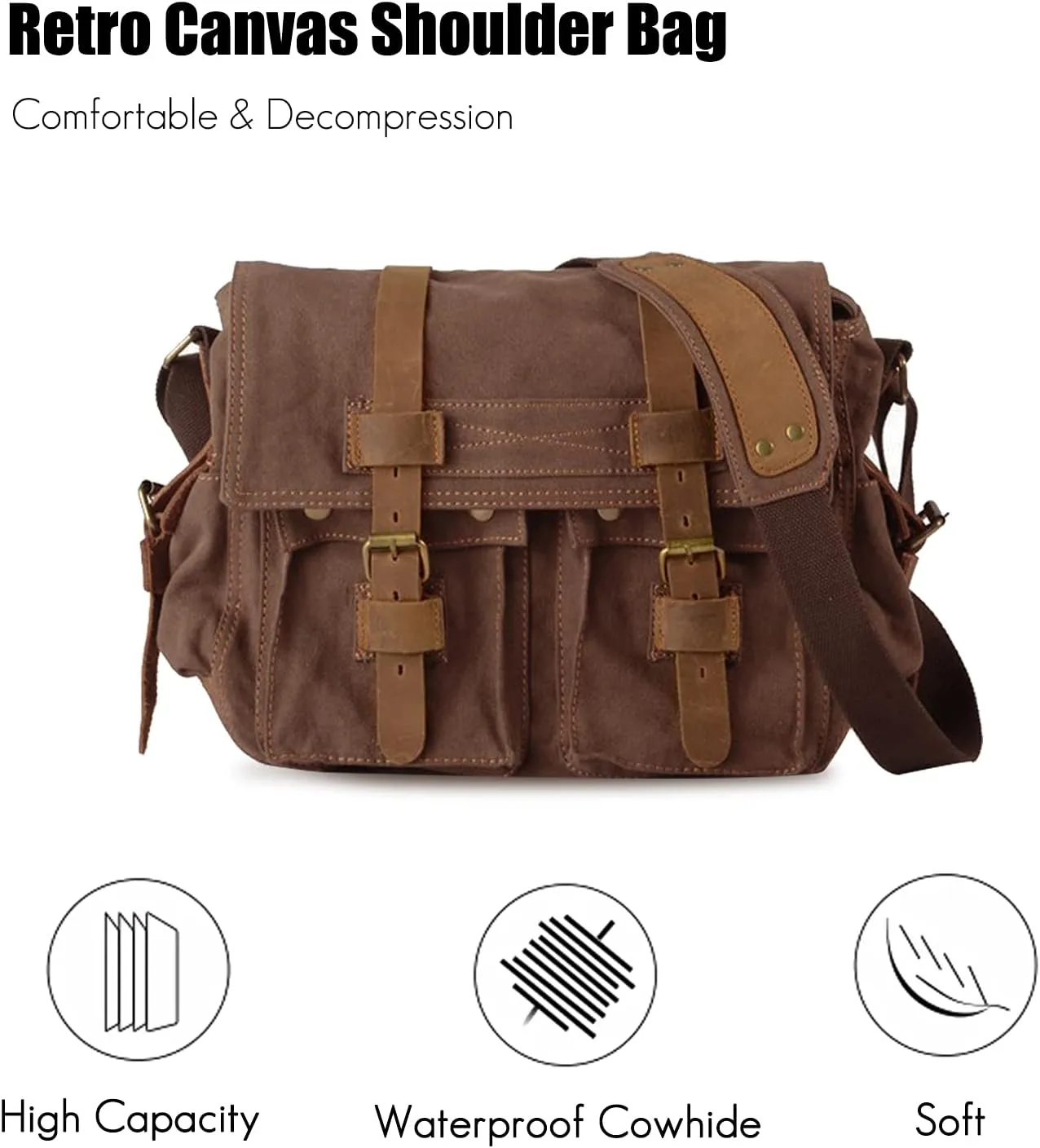 New Vintage Messenger Bag Satchel Bag bag Bookbag Casual Travel Shoulder Bag