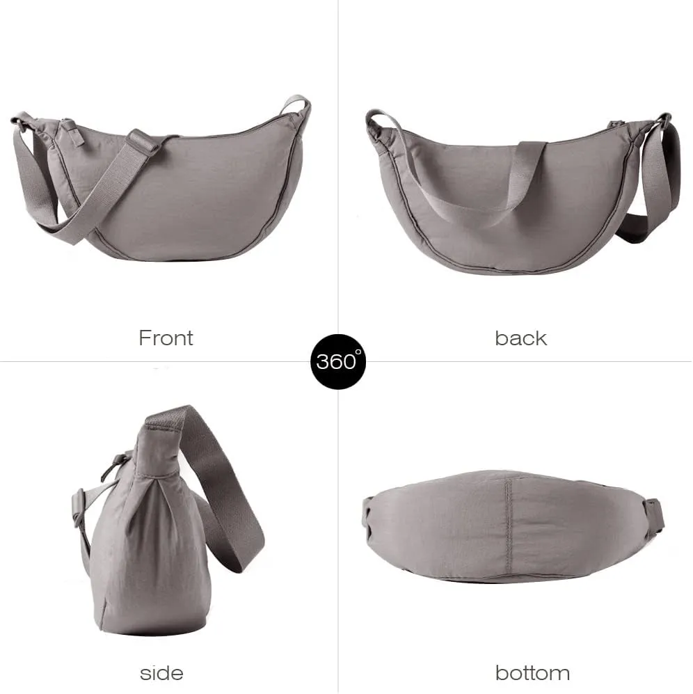 Nylon Crescent Crossbody Bag for Women Men Fanny Pack Crossbody Bag Dumpling Lightweight Travel Sling Bag
