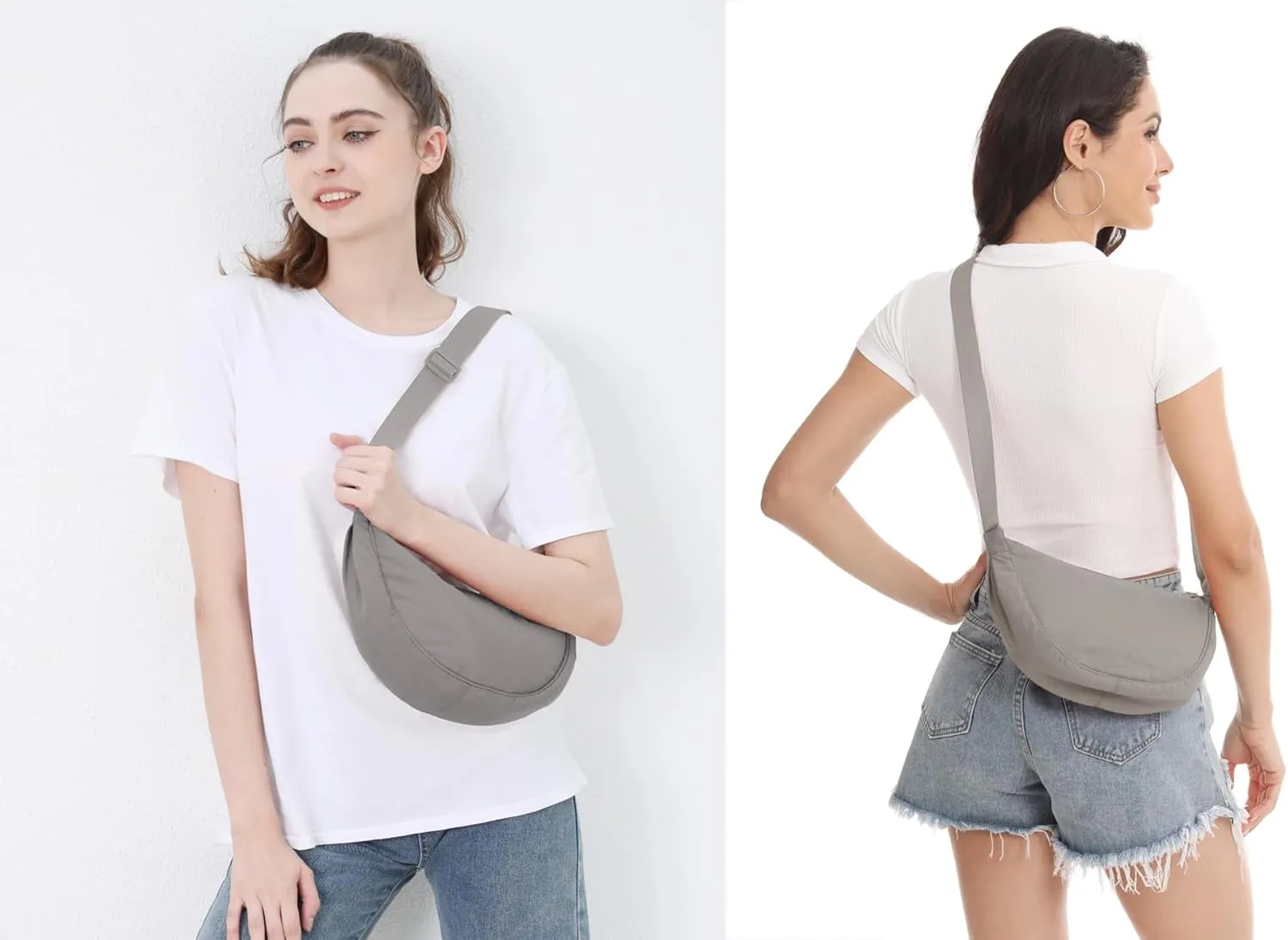 Nylon Crescent Crossbody Bag for Women Men Fanny Pack Crossbody Bag Dumpling Lightweight Travel Sling Bag