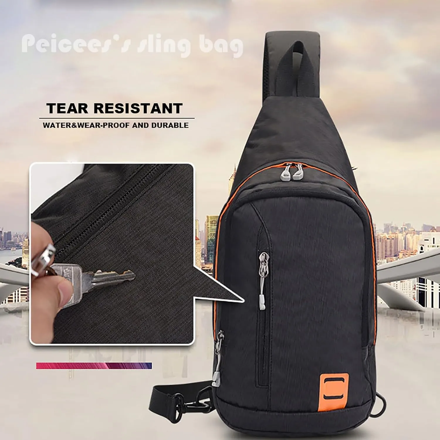 Peicees Small Sling Backpack Waterproof Unisex Shoulder Bag Chest Crossbody Daypack