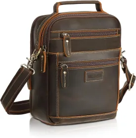 Polare Italian Full Grain Leather Messenger Bag Vintage Chest Shoulder Crossbody Bag Casual Sling Business Handbag for Men