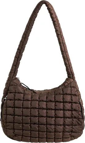 Puffer Quilted Shoulder Bag for Women Padding Shoulder Bag Puffy Hobo Bag Trendy Tote Bag 2025