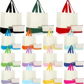 Sanwuta 30 Pcs Canvas Tote Bags Bulk with Zipper Cosmetic Bags 18.5" Reusable Cotton Canvas Shopping Bags with Handles