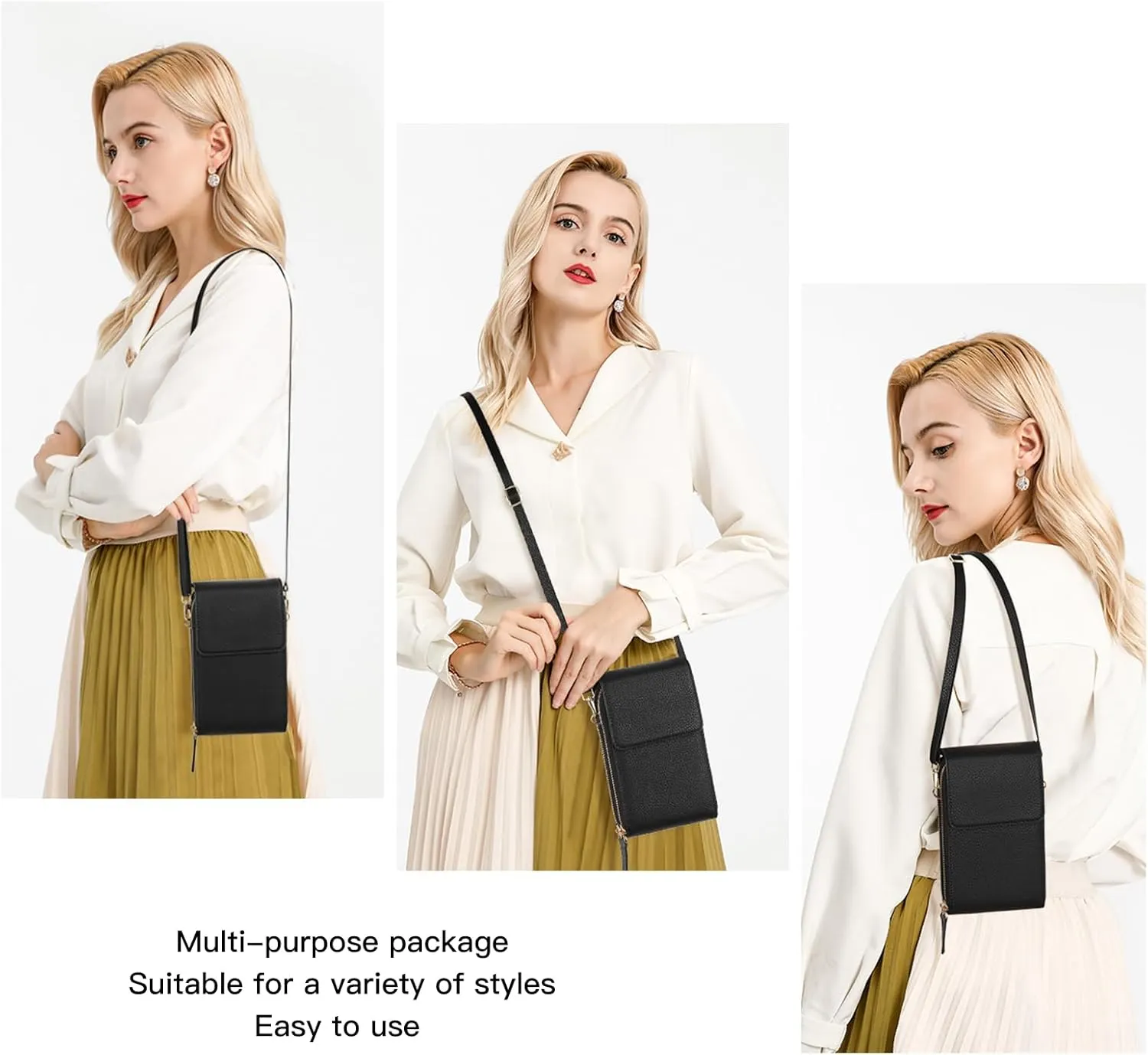 Small Crossbody Bags for Women Leather Cell Phone Purse Bag Wallet Shoulder Handbags with Adjustable Strap