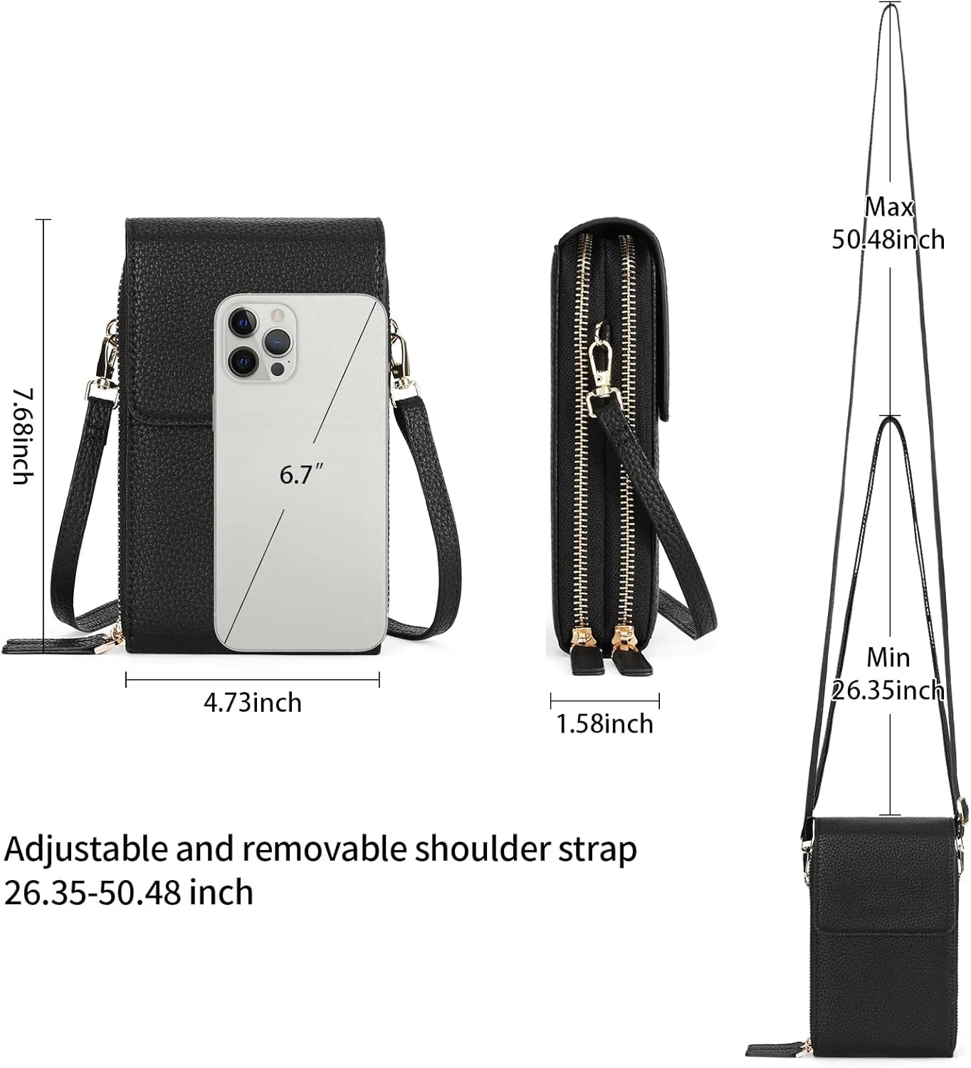 Small Crossbody Bags for Women Leather Cell Phone Purse Bag Wallet Shoulder Handbags with Adjustable Strap