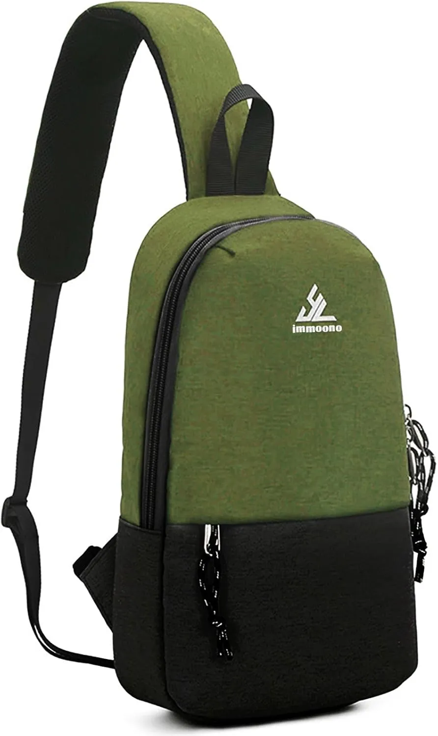 Small Sling Backpack Unisex Shoulder Bag, Sling Bag Crossbody Purse for Women, Mens Crossbody Bag, Black-Army Green