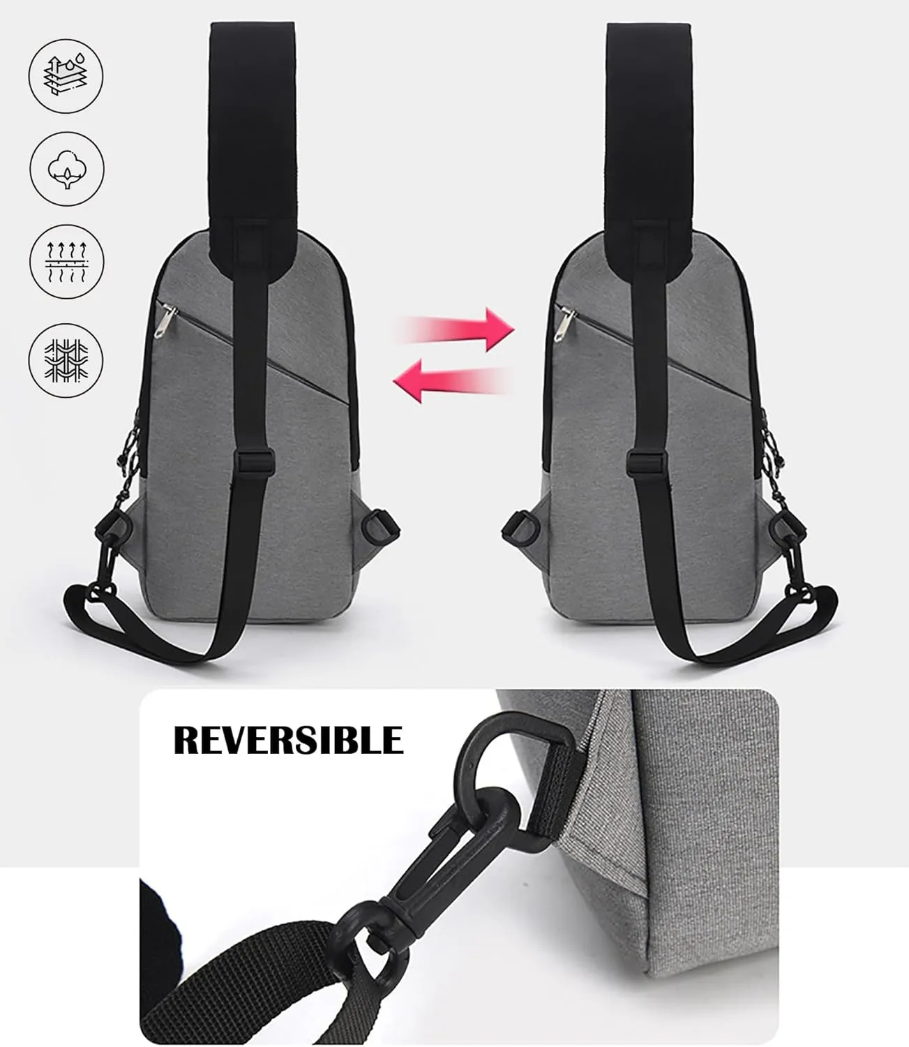 Small Sling Backpack Unisex Shoulder Bag, Sling Bag Crossbody Purse for Women, Mens Crossbody Bag, Black-Army Green