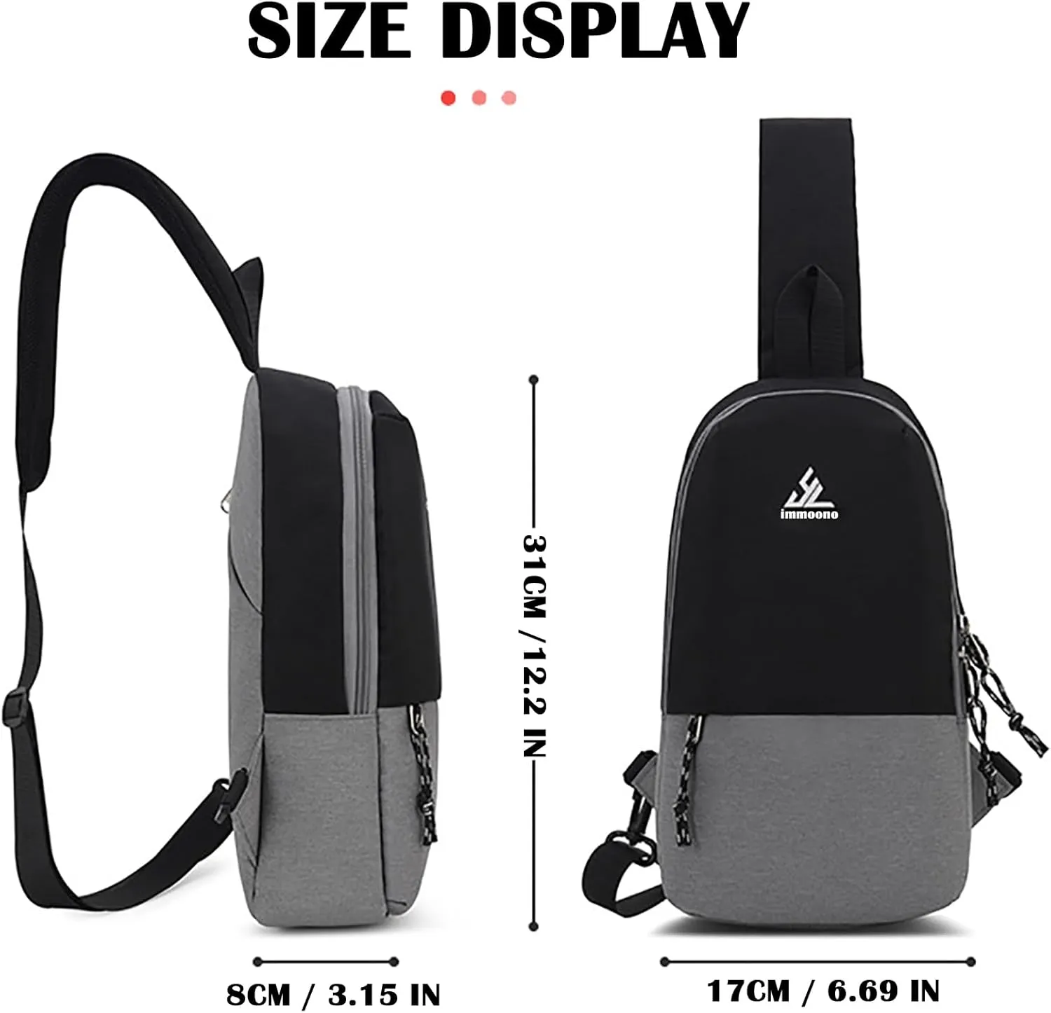 Small Sling Backpack Unisex Shoulder Bag, Sling Bag Crossbody Purse for Women, Mens Crossbody Bag, Black-Army Green