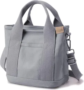 Small Tote Bag with Zipper, 2024 Canvas Multi-Pocket Crossbody Bag Shoulder Bag Satchel Hobo Bag Messenger Bag