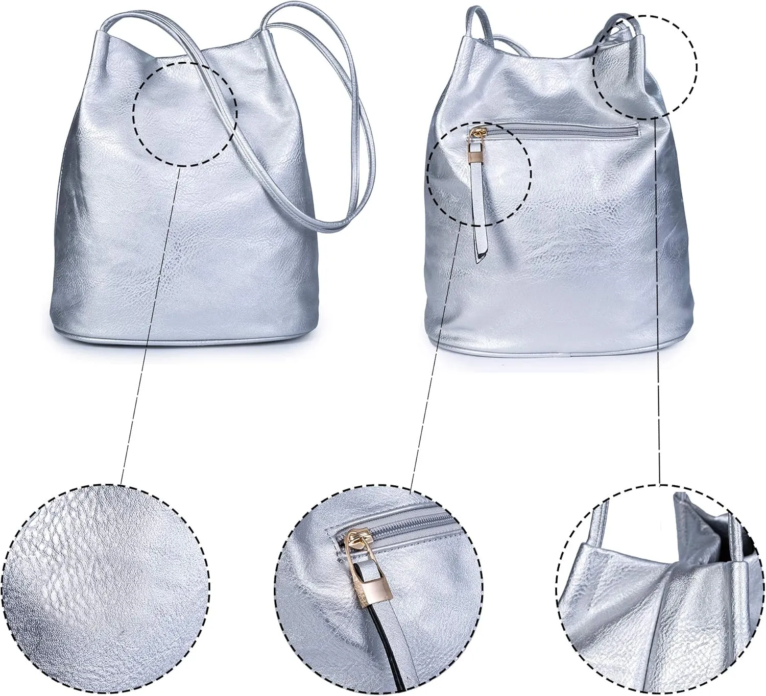 Soft Vegan Leather Hobo Bucket Shoulder Bag for Women  Medium Purse with Magnetic Opening  Delilah