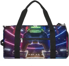 Sport Gym Duffel with Shoe Compartment Wet Pocket, Neon-light-glow-e-sport Shoulder Travel Bag for Women Men