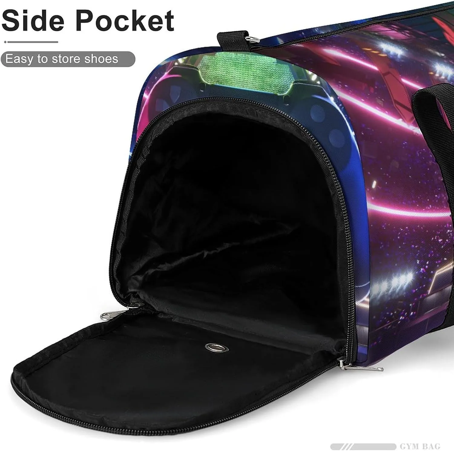 Sport Gym Duffel with Shoe Compartment Wet Pocket, Neon-light-glow-e-sport Shoulder Travel Bag for Women Men