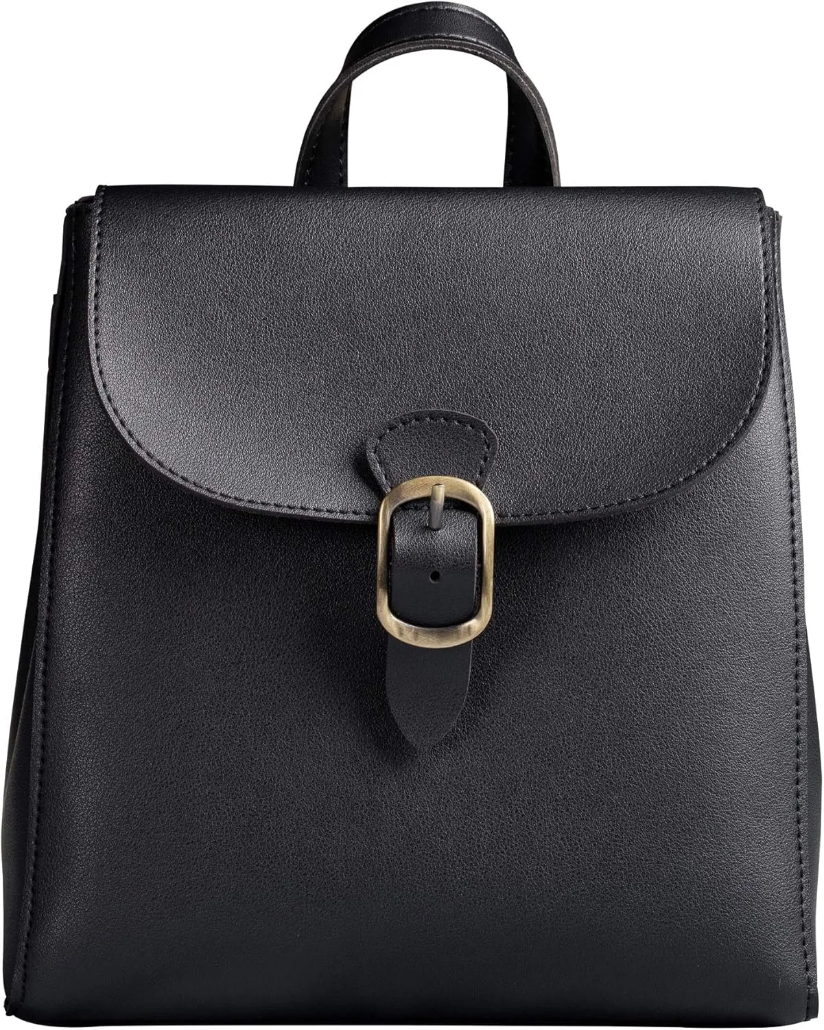 SUNLIGHT LEAVES Simple Vegan Leather Flap 3 Way Convertible Backpack For Women Classic Vintage Faux Leather Fashion Daypack (Black)