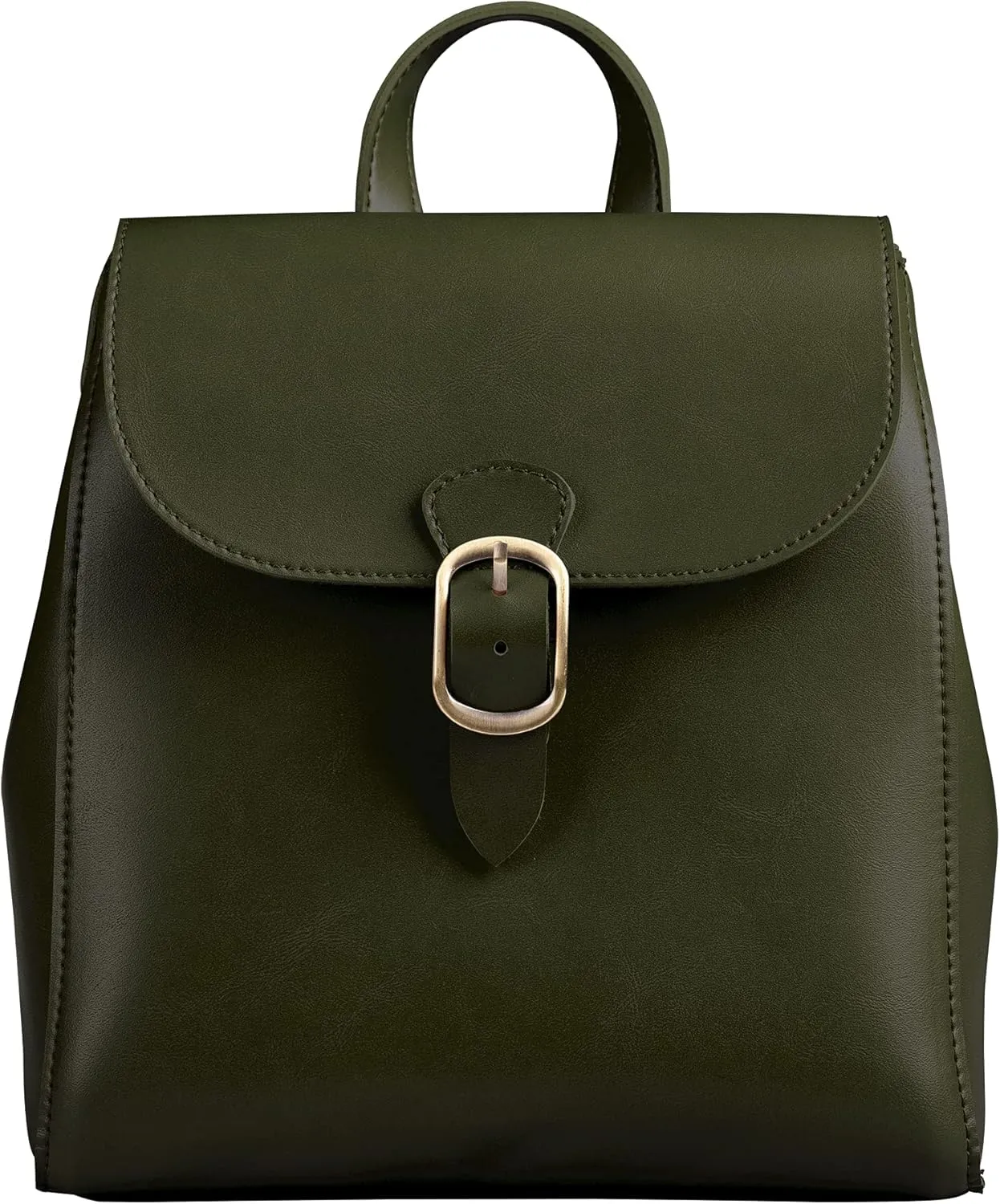 SUNLIGHT LEAVES Simple Vegan Leather Flap 3 Way Convertible Backpack For Women Classic Vintage Faux Leather Fashion Daypack (Green)