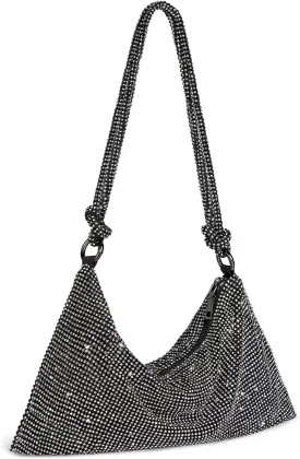 SWEETV Sparkly Rhinestone Purse for Women Silver Clutch Purse Small Glitter Handbags for Weddings, Prom,and Parties