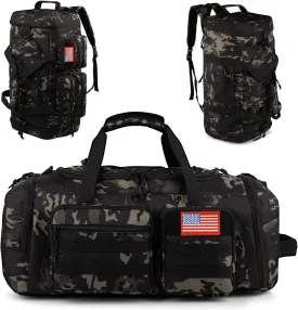 Tactical Gym Bag for Men70L Large 3 in 1 Sports Duffle Bag with Shoes Compartment for Travel,Water Resistant Travel Backpack Weekender Overnight Bag with Wet Pocket for Women