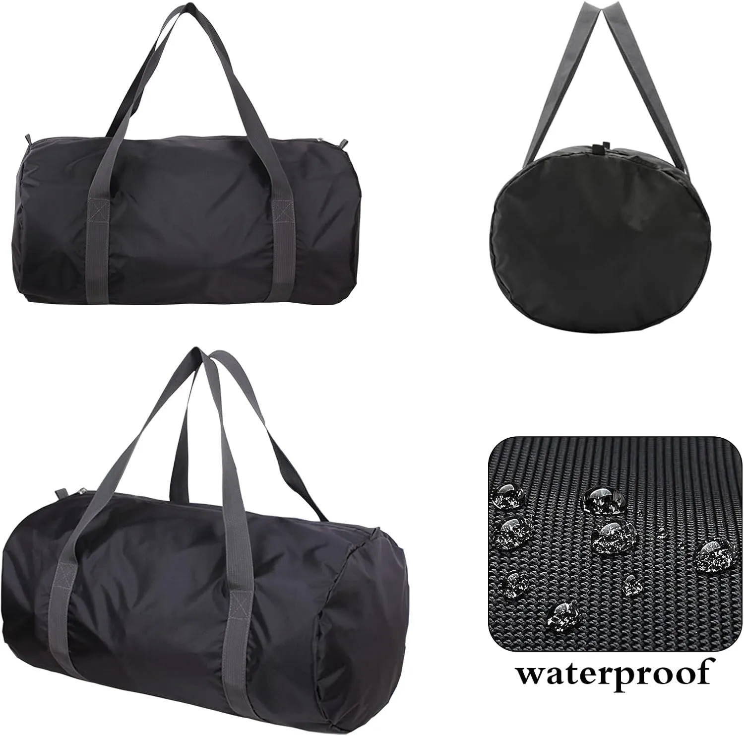Travel Bag Foldable,Portable Lightweight Gym Bag,Sports Duffel Bags for Women&Men - for Camp, Fitness, and Short tours, shopping (Black, M)