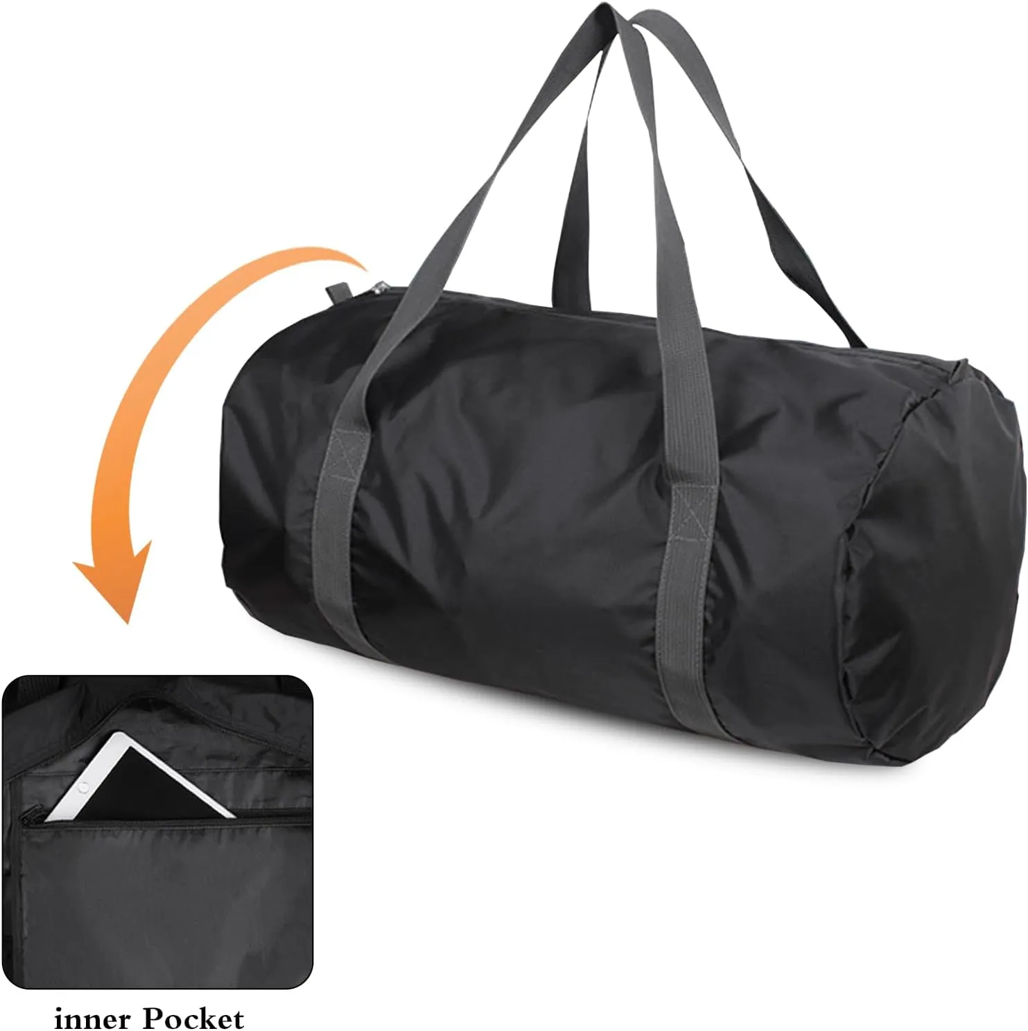 Travel Bag Foldable,Portable Lightweight Gym Bag,Sports Duffel Bags for Women&Men - for Camp, Fitness, and Short tours, shopping (Black, M)