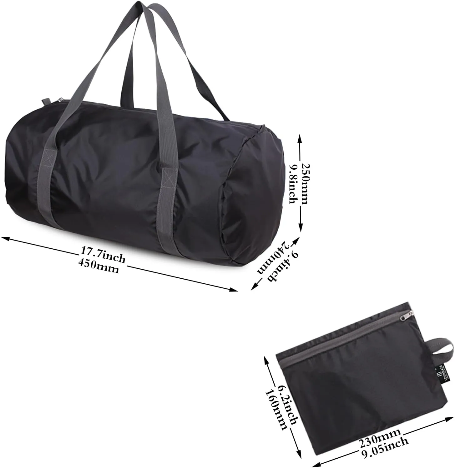 Travel Bag Foldable,Portable Lightweight Gym Bag,Sports Duffel Bags for Women&Men - for Camp, Fitness, and Short tours, shopping (Black, M)