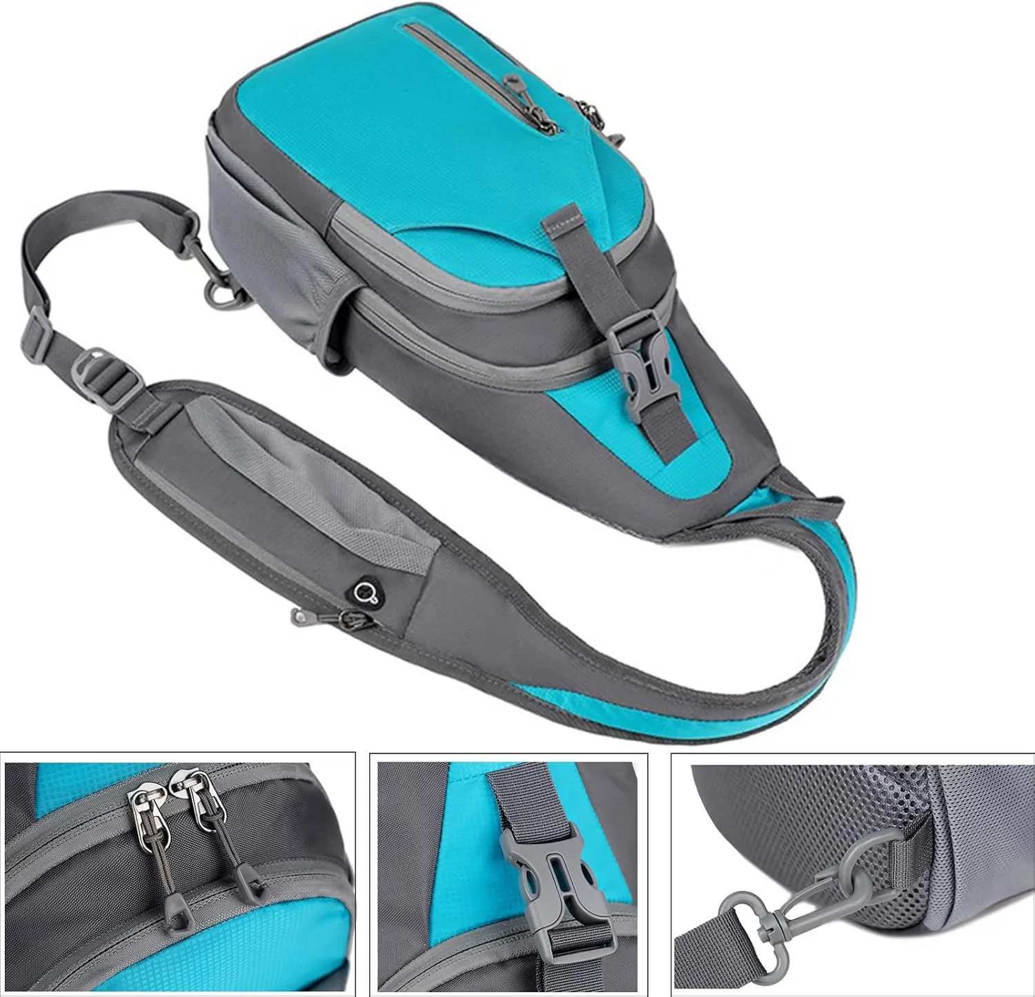 Travel Sling Bag for Men Shoulder Bag,Small Crossbody Sling Backpack, Single Strap Backpack Anti Theft with Earphone Hole Water Bottle Holder for Running