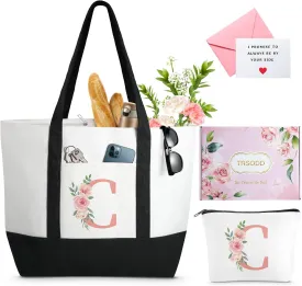 TRSODD Mothers Day Gifts for Mom Large Tote Bag and Makeup Bag Birthday Gifts for Women Wife Grandma Daughter Sister Friends Bridesmaid C