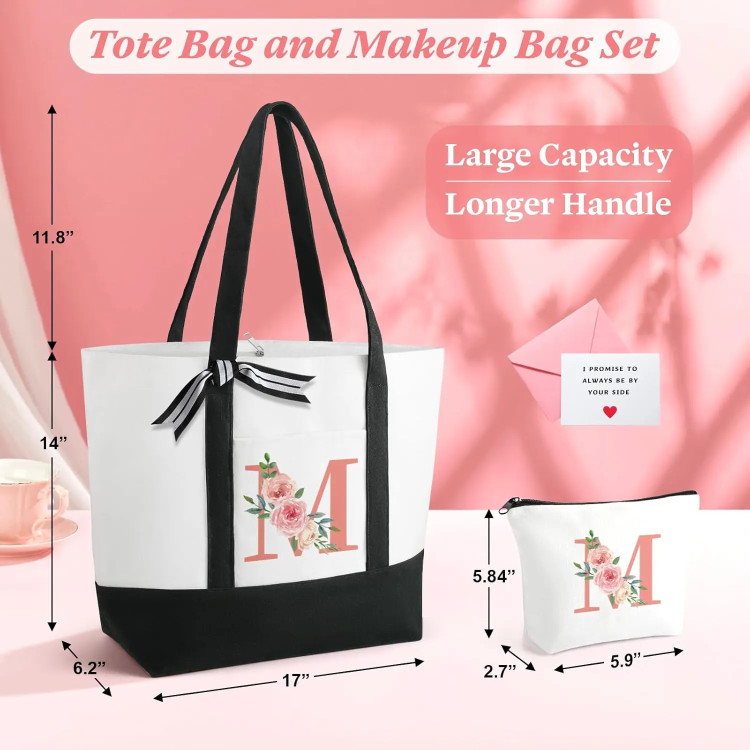 TRSODD Mothers Day Gifts for Mom Large Tote Bag and Makeup Bag Birthday Gifts for Women Wife Grandma Daughter Sister Friends Bridesmaid C