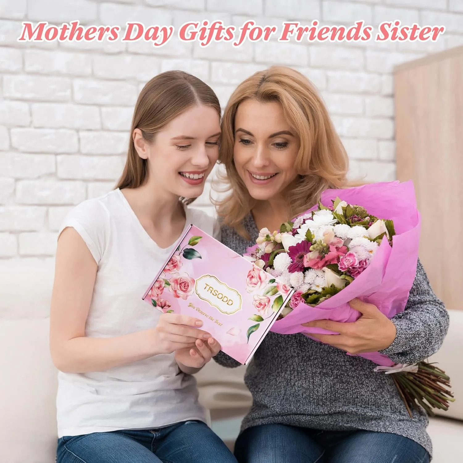 TRSODD Mothers Day Gifts for Mom Large Tote Bag and Makeup Bag Birthday Gifts for Women Wife Grandma Daughter Sister Friends Bridesmaid C