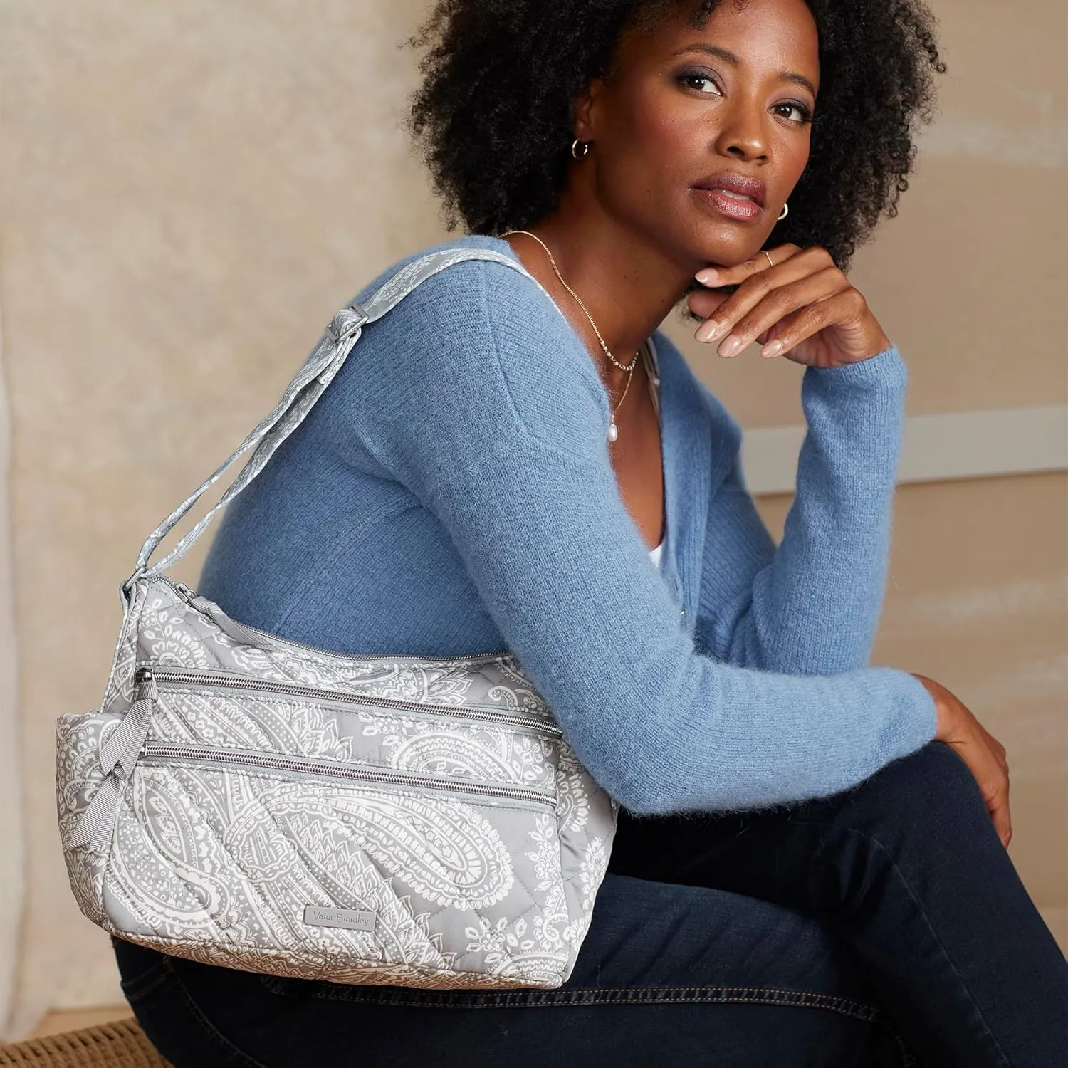 Vera Bradley Women's Performance Twill Triple Zip Shoulder Satchel Purse