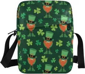 VIGTRO Small Crossbody Bag for Women Men, Clover St Patricks Day Messenger Bag Purse with Adjustable Strap, Leaf Leprechaun Small Shoulder Bag for Travel Outdoor Sports