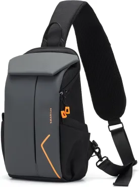 Waterproof Crossbody BagChest Bag for Mens Sling Backpack Large Travel Shoulder Bag with Chest Phone Holder