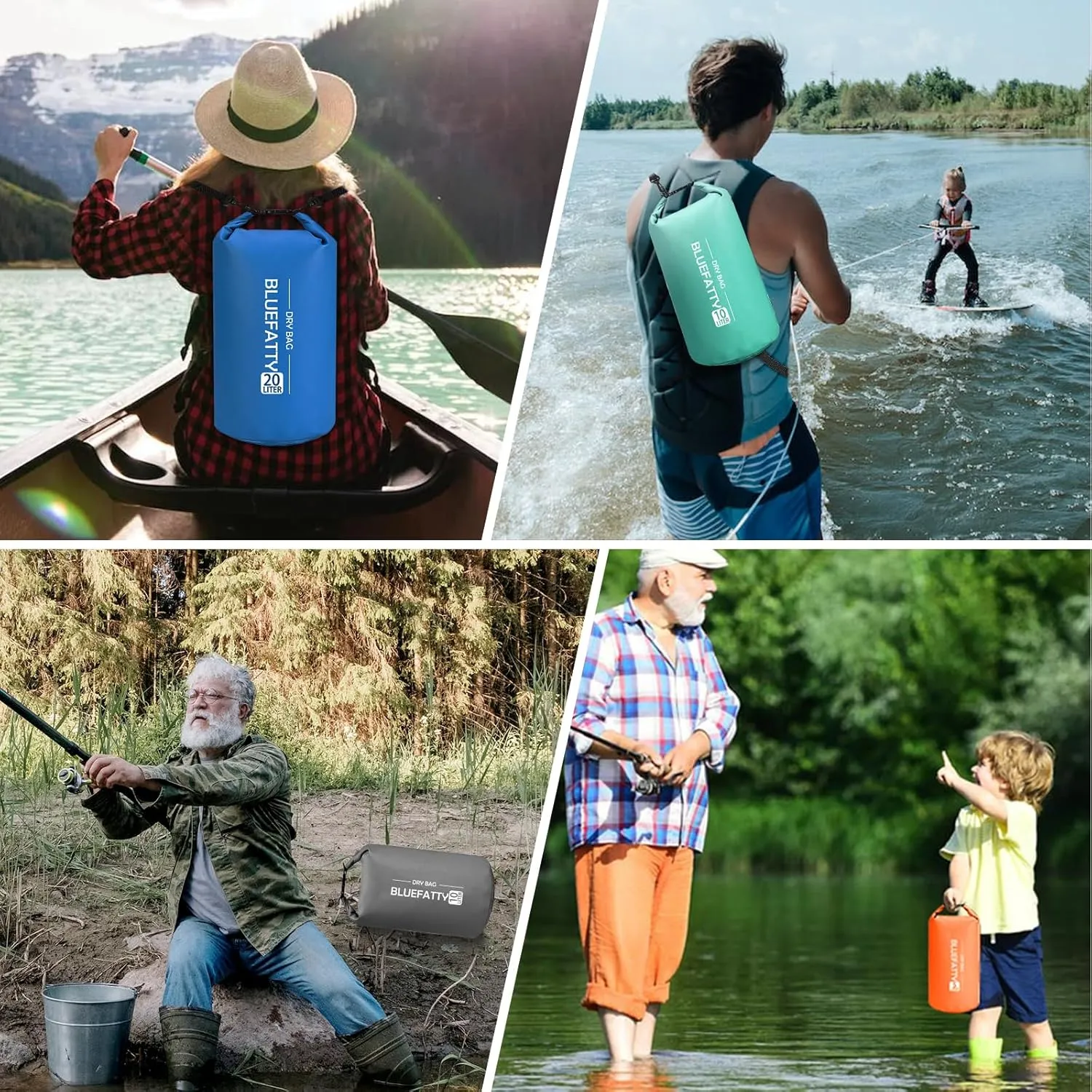 Waterproof Dry Bag Floating Roll Top Dry Backpack for Kayaking, Rafting, Boating, SUP, Fishing with IPX8 Waterproof Phone Case, Orange, 20L
