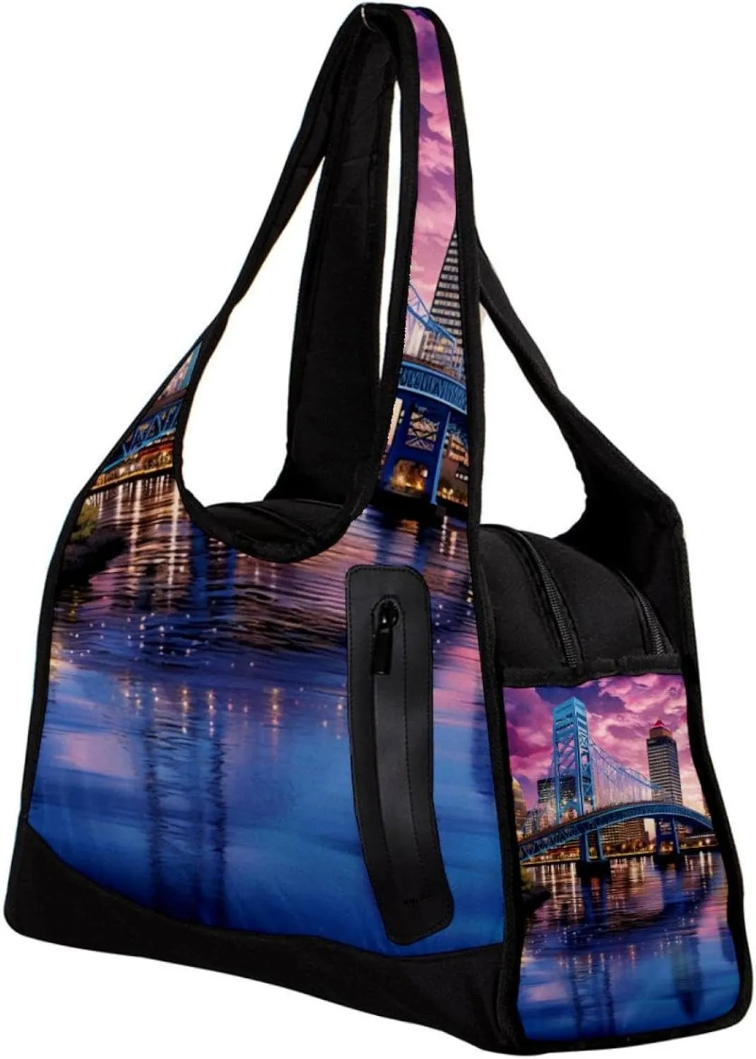 Weekender Travel Bag,Small Gym Bag,Urban Cityscape Bridge Office Buildings,Gym Duffle Bag