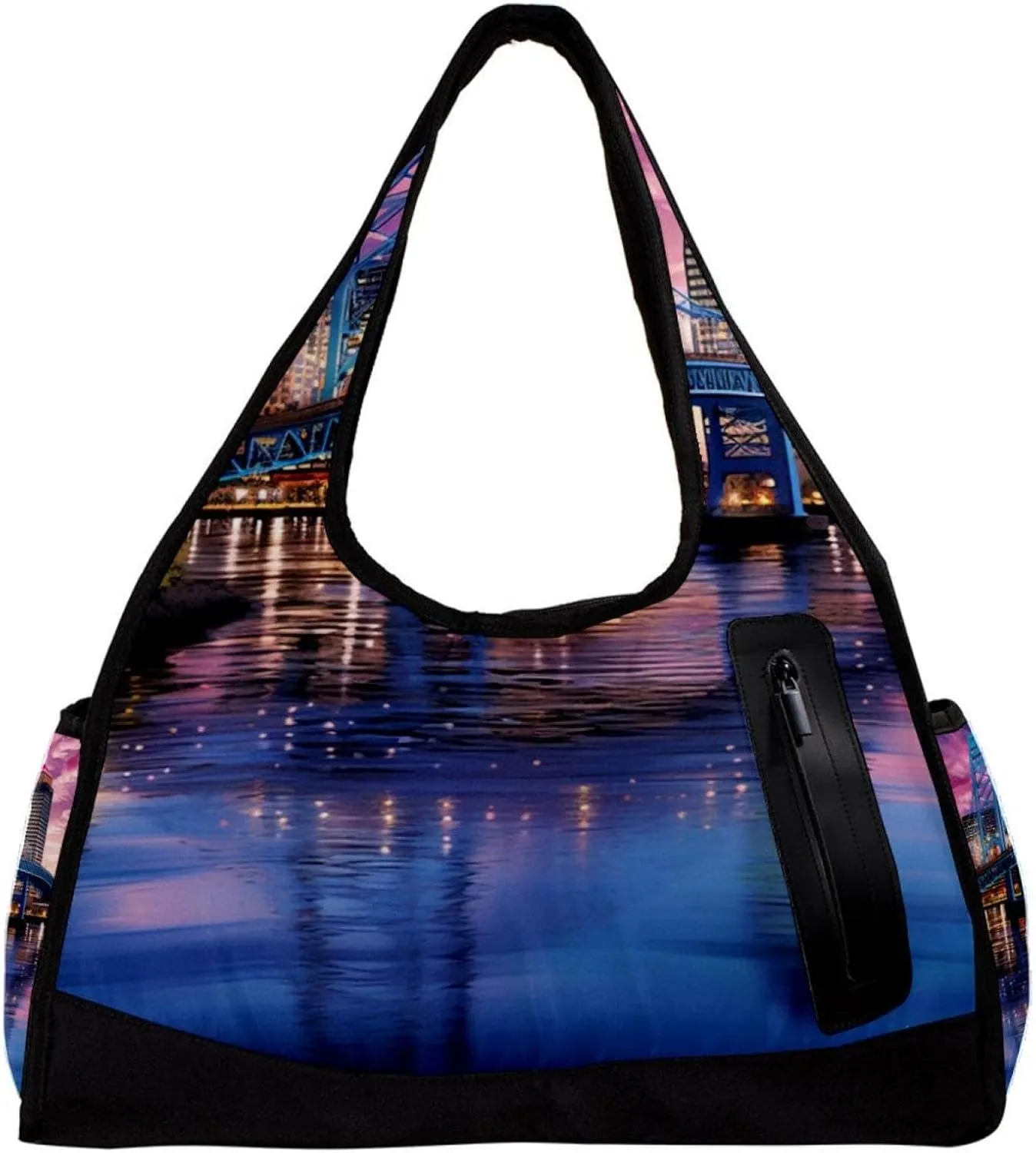 Weekender Travel Bag,Small Gym Bag,Urban Cityscape Bridge Office Buildings,Gym Duffle Bag