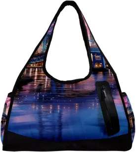 Weekender Travel Bag,Small Gym Bag,Urban Cityscape Bridge Office Buildings,Gym Duffle Bag