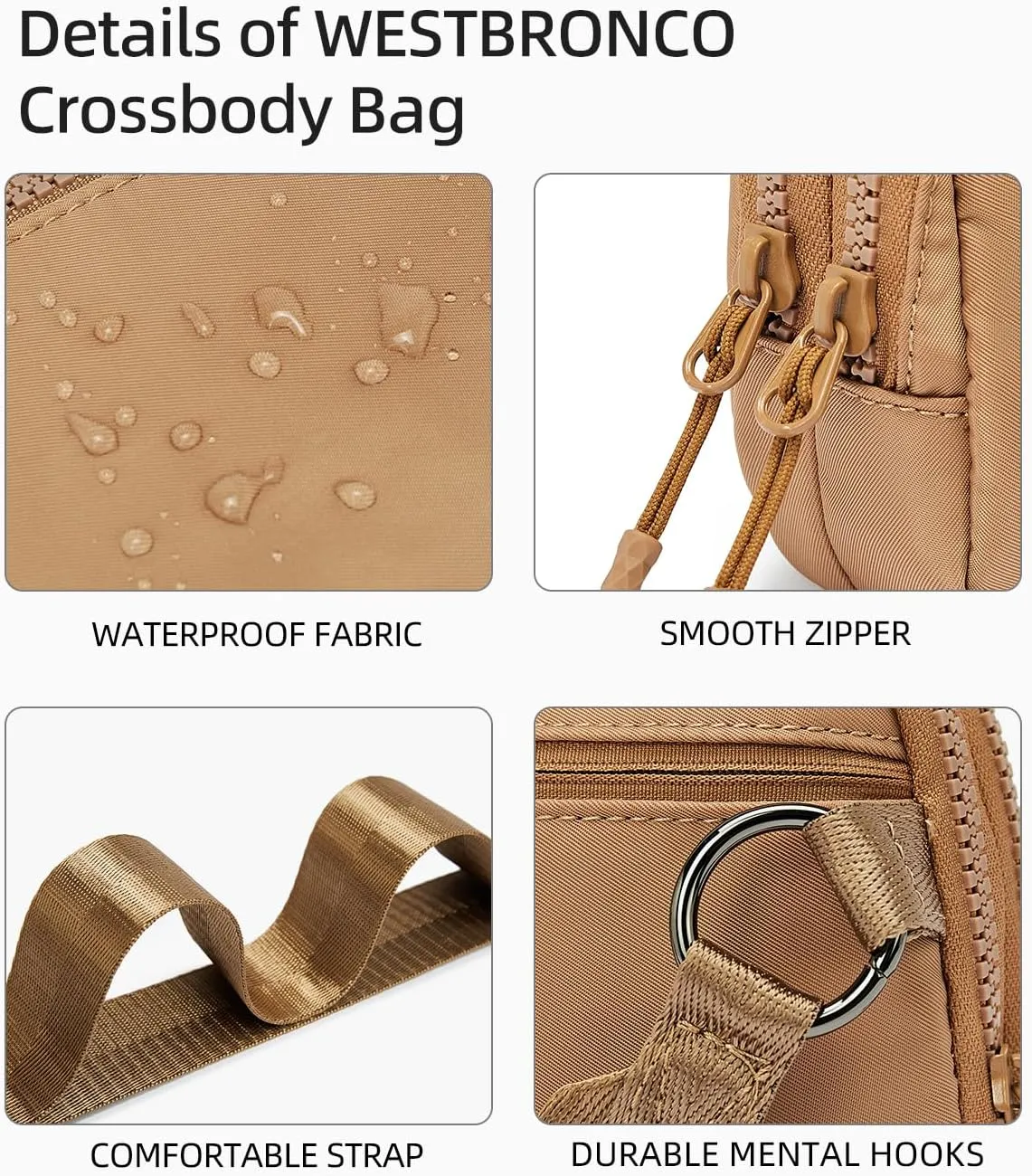WESTBRONCO Small Crossbody Bags for Women Nylon with Adjustable Strap, Mini Crossbody Purse, Shoulder Bag Traveling Workout