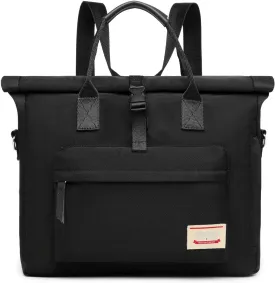 Wxnow Backpack Purse for Men/Women,Stylish College Daypack Casual Handbag Multi-Functional Travel Rucksack for 15.6 Inch Laptop, Black