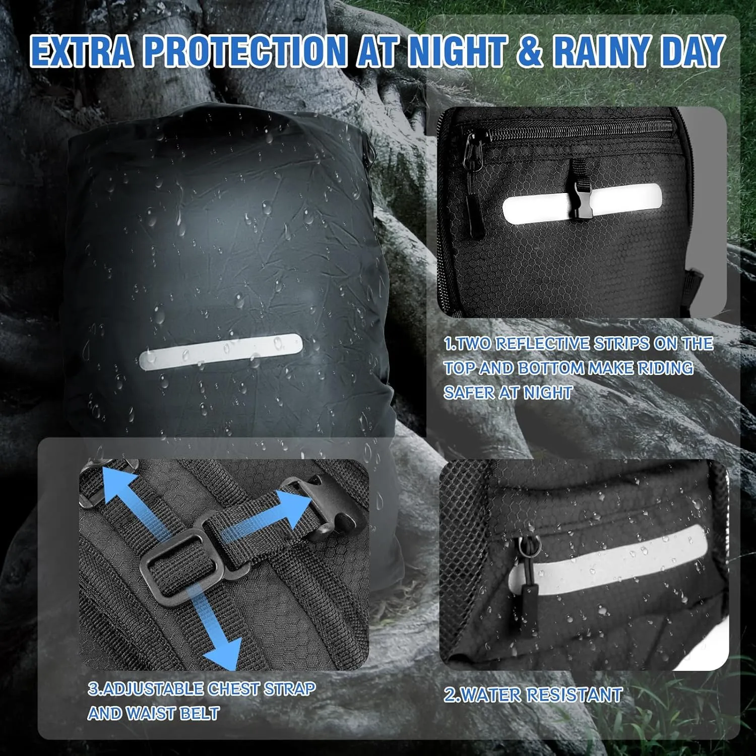 Zavothy 18L Water-Resistant Hydration Backpack Suit for 2L/3L Water Bladder  Hidden Helmet Compartment & Detachable Rain Cover  Lightweight Insulated Daypack for Cycling, Camping, Hiking (Men/Women)